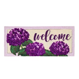 Evergreen Sassafras Hydrangea Welcome Interchangeable Entrance Doormat | Indoor and Outdoor | 22-inches x 10-inches | Non-Slip Backing | All-Season | Low Profile | Home Décor