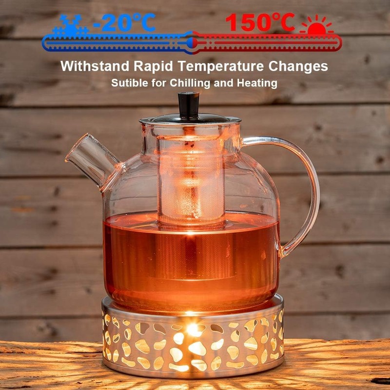1500ml(50oz) Glass Teapot with Removable Infuser, Ehugos Stovetop Safe Large