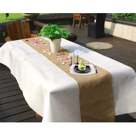 Alytimes 160CM Roll Upholstery Fabric Natural Jute Hessian Burlap Cloth Craft Wedding Party Table Runner Rustic Table Decoration (1 Pack)