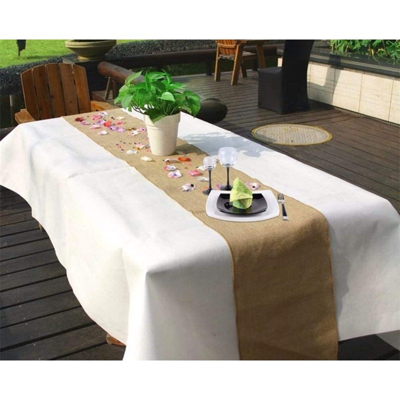 Alytimes 160CM Roll Upholstery Fabric Natural Jute Hessian Burlap Cloth