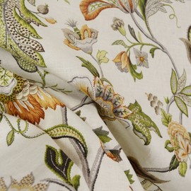 Brissac Amber Floral Jacobean Linen Fabric (Linen,OfficeProduct,Gold,pkaufmann,1,U14010,Fabric,Fabric,pkaufmann,54Inches,pkaufmann)