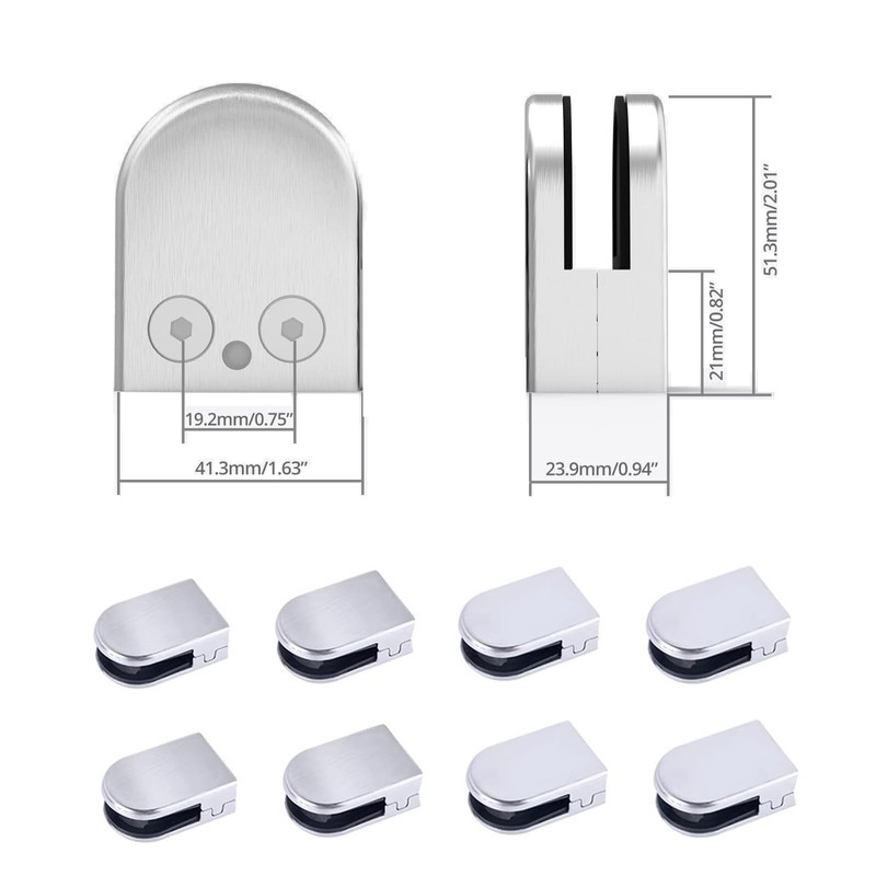 Toolzia 8 PCS Stainless Steel 304 Glass Clamps, Adjustable 8-10mm