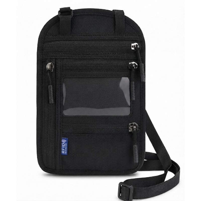 RFID Travel Passport Wallet Crossbody Bag – Compact Card, Phone