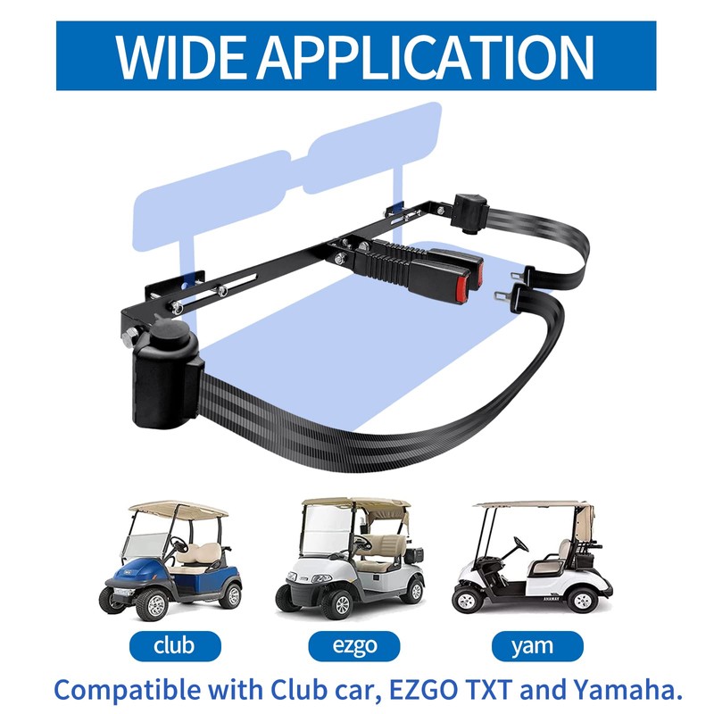 Retractable Golf Cart Seat Belt Bracket Kit for EZGO, Club