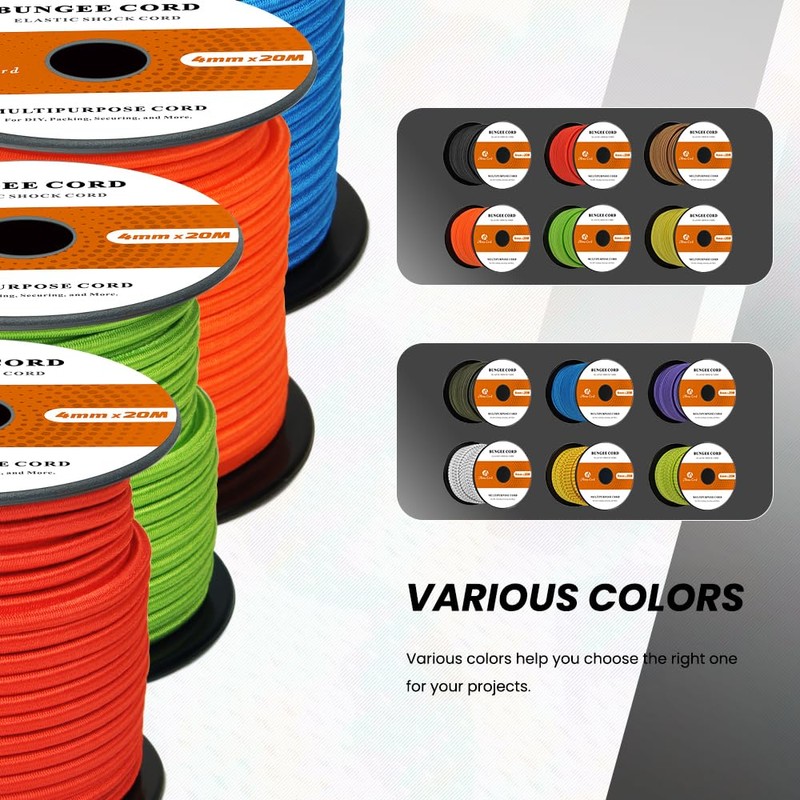 Abma Cord Bungee Cord 4mm 10M Elastic Shock Cord 100%