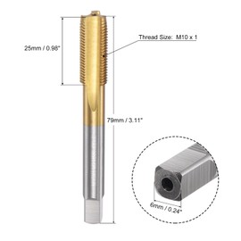 sourcing map Tap M10 x 1 mm Pipe Tap M35 HSS Cutting Tap Left Thread Titanium Coating Machine Tap for Electric Drill Milling Cutter Industry
