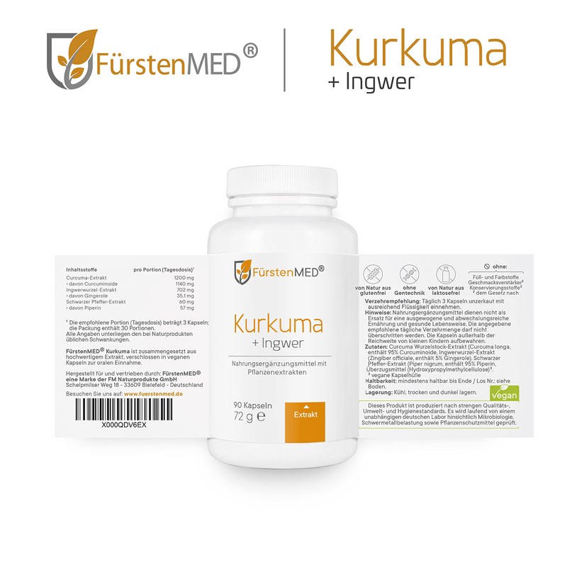 Fürstenmed Frankincense Boswellia Serrata Capsules + Turmeric (Curcumin) and Ginger