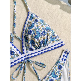 BIKINX Womens Swimsuits Thong Bikini Sets for Women Triangle Two Piece Bathing Suits Tie Back Swim Top