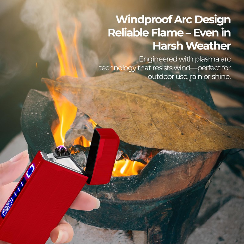 Plasma Arc Lighter - Electric Rechargeable Windproof for Candles, BBQ,