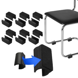 PATIKIL 12 Pcs Rectangular U Shaped Chair Leg Caps with Felt Pads Smooth Sliding Furniture Feet Floor No Scratch Noise Protector Fits 19mm Diameter Legs Blacks