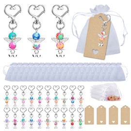 Guardian Angel Key Ring Guest Gifts Christening Wedding Communion Confirmation Decoration Pack of 20 Angel Guardian Angel Pendant + Organza Bag + Kraft Paper Lucky Charm Small Thank You Gifts