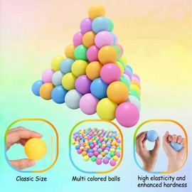 60Pcs Table Tennis Balls,40mm Plastic Ping Pong Ball for Game,Party,DIY Arts,Pet Toy,Decor,Multi Colored,Less Bounce