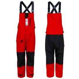 VZKAK Sailing Jacket and bib Pants for Men,Offshore sailing,Coastal cruising,Sailing foul weather gear (Bib Pants-Red, M)