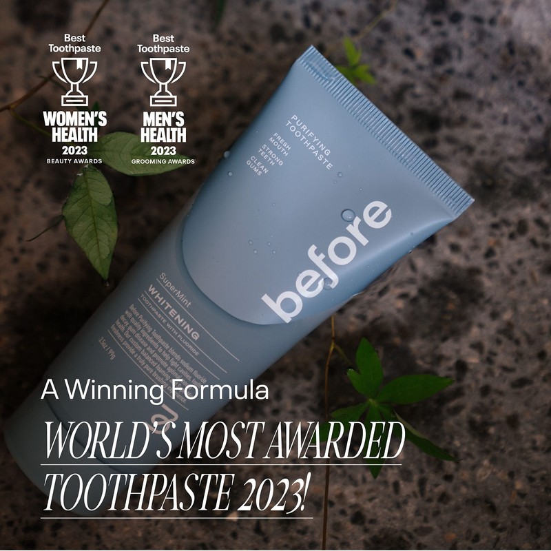 Before Toothpaste, SuperMint, Clean Natural Ingredients, Balanced Foaming, Low Abrasion,