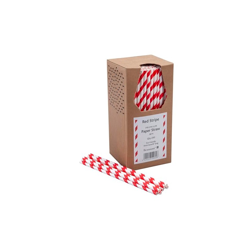 8 Inch 6mm Bore Paper Straw - RED & White