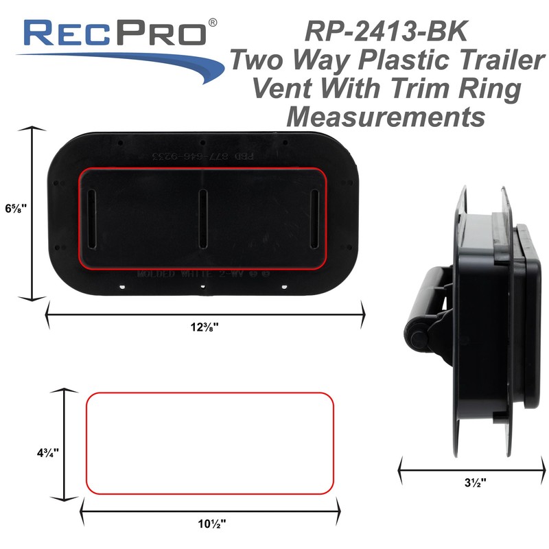RecPro Trailer Two Way Plastic Vent | Trim Ring |