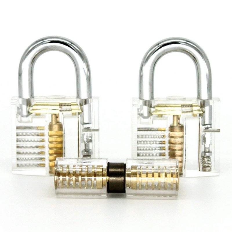 ValueHall 7 PCS Training Locks Professional Transparent Cutaway Practice Keyed