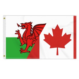 3×5 FT Canada Welsh Flag, Large 100D Canadian Welsh Friendship National Outdoor Banner,Doube Side Printing Decor For Patio Garden With Brass Gromment