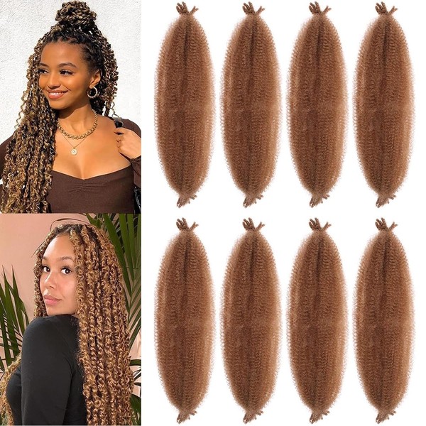 Mscat 16 Inch 8 Packs Pre-Separated Brown Springy Afro Twist