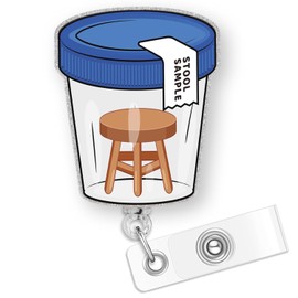 Funny Stool Sample Badge Reel Retractable for Nurse Nursing Doctor Lab Techs MLT MLS & Medical Worker, Funny GI Nurse Gifts, Gastroenterology Badge Holder with Alligator Clip & 24” Durable Nylon Cord