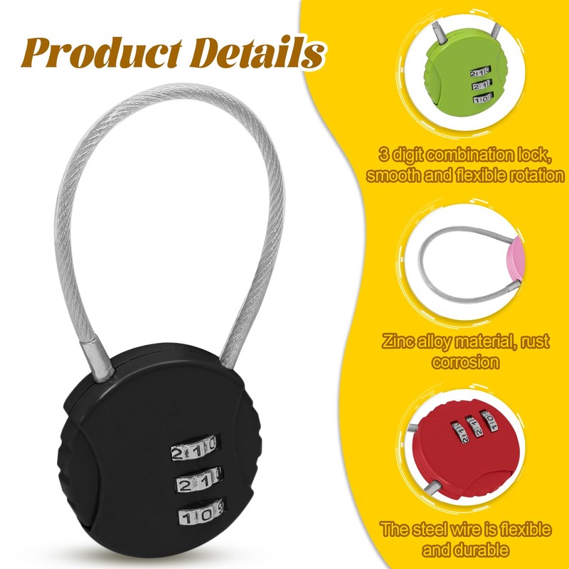 Bonsicoky 6 Pack 3 Digit Combination Lock - Outdoor Waterproof