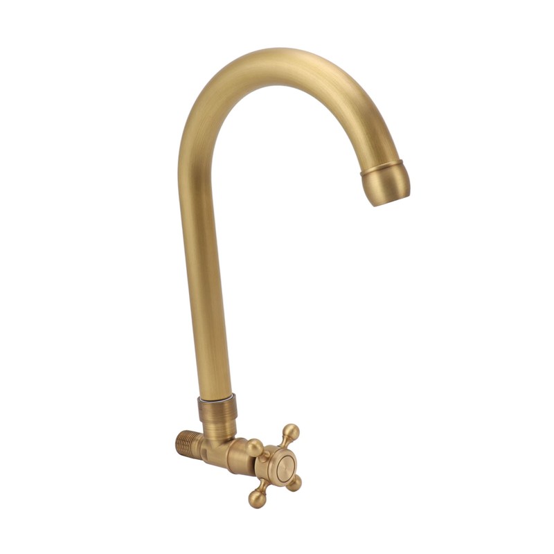 Antique Brass Basin Faucet with Cross Knob Single Handle Faucet