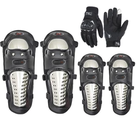 6pcs Adults Alloy Steel Motorcycle Knee Pads Elbow Pads with Motorcycle Gloves, Motocross Knee Shin Guards Dirt Bike Gear for Men and Women (Gloves L)