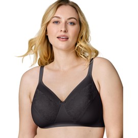 Wonderbra Womens Plus Wireless Full Coverage Bra, BLACK, 40 DD US