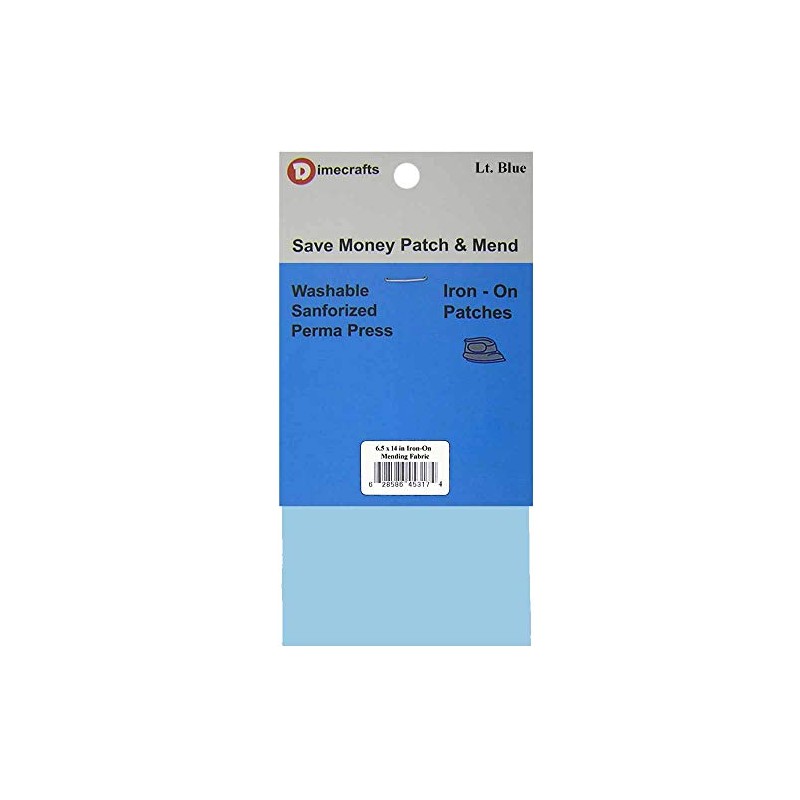 1 Piece Iron-On Light Blue Mending Fabric 6.5 x 14