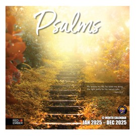 RED EMBER Psalms 2025 Hangable Monthly Wall Calendar | 12" x 24" Open | Thick & Sturdy Paper | Giftable
