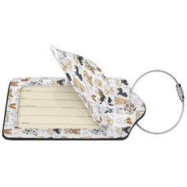 Cute Dogs Pet Bones 2 Pcs Luggage Tags, Privacy Cover Id Label with Stainless Steel Loop and Address Card for Suitcases & Travel Bags