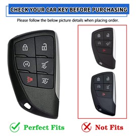 TOMALL 2 Pack for GMC Key Fob Cover with Keychain, 6 Buttons Silicone Rubber Key Fob Case Compatible with 2021 2022 2023 2024 Chevy Suburban 1500 Tahoe GMC Yukon Denali YG0G21TB2, Black