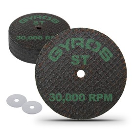 Gyros 2” Mini Resin Cut-Off Wheels for Rotary Tools; 12 Double Fiberglass Reinforced Cutting Discs, for ST Materials Like Titanium, Carbon; Dremel Cutting Tool Accessory. Made in USA 11-42002/12