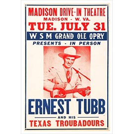 Ernest Tubb - Concert Poster print - delovelyArts (13”x19”)