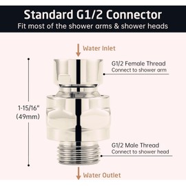 Shower head swivel ball adapter with adjustable shower arm extension, made of brass polished chrome Hardware category