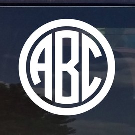 Custom Circle Monogram Initials Vinyl Decal/Sticker Cars YETI Cup Laptop Phone (12 Colors) (6")