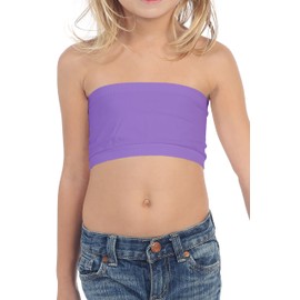 Kurve Girls Bandeau Tube Bra - Strapless Bandeau Bra,UV Protective Fabric UPF50+, Lavender, Age (9-14)