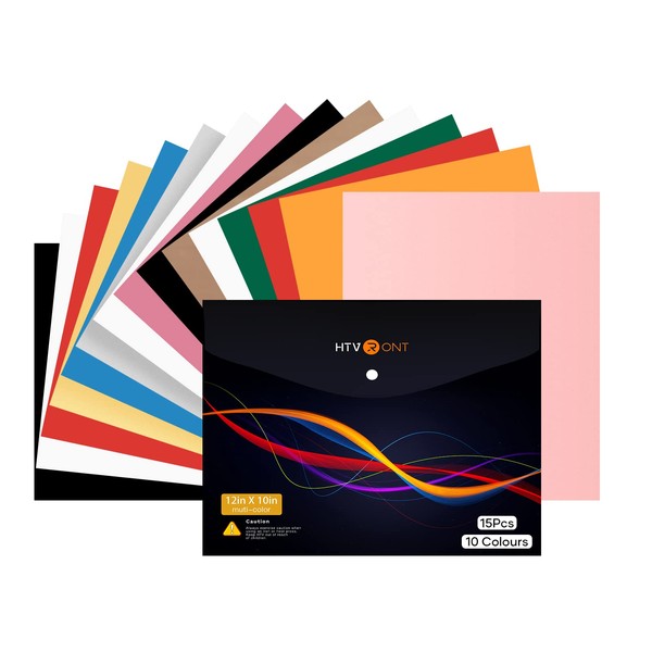 HTVRONT Heat Transfer Vinyl - 12" x 10" 15 Sheets