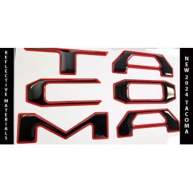 AUTOCARIMAGE Tailgate raised reflective RED OUTLINE letters fits TACOMA 24 25