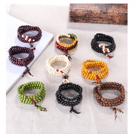 YADOCA 9-12 Pieces Bracelets Elastic Men Women Buddha Mala Necklace Wooden Bracelets Beads Unisex 8 mm Bracelets Set, Wood