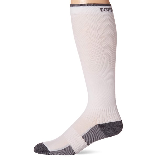 Copper Fit unisex adult Knee High Compression Socks, White, Large-X-Large US