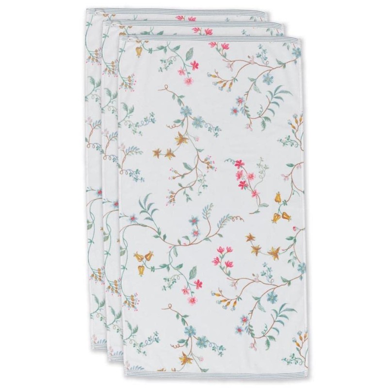 Pip Studio Les Fleurs Hand Towel Set 3 x White