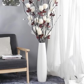 TDIAVH Ceramic White Floor Vase 24 Inches Tall Flower Holder Decorative Large Vases for Table Centerpieces Shelf Home Decor Living Room Branches Sky-Dried Flower Arrangement Simple Decorative