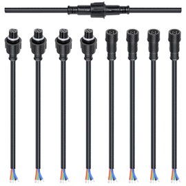 wecan 5 Pin Waterproof Wire Connector Kit, 22 AWG 28cm Male Female Connectors with Tin Plated Joint for Waterproof Wires Plug DIY (4 set black)