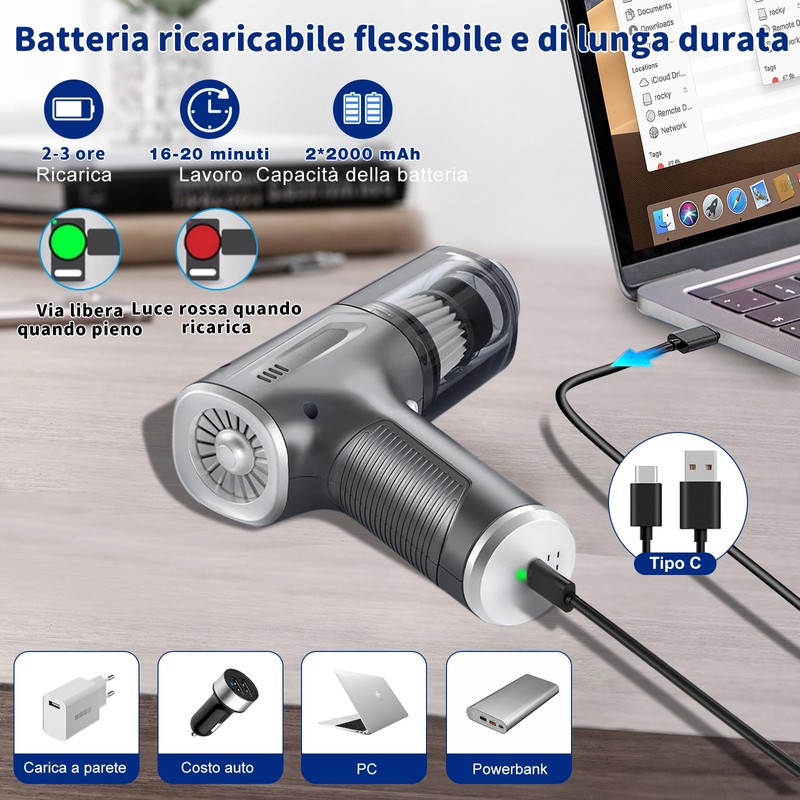 TENGWUDZ Handstaubsauger Kabellos, Mini-Autostaubsauger,