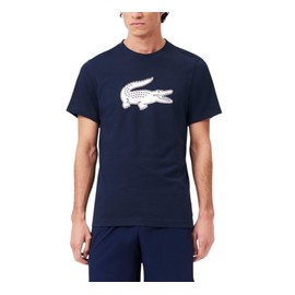 Lacoste Men's Sport Ultra Dry XXL Logo Sport T-Shirt, Navy Blue/White, Large
