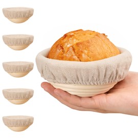 5 Inch Banneton Bread Proofing Basket Set of 6, Kikcoin Mini Sourdough Bread Baking Supplies, Small Banneton Basket Proofing Baskets for Sourdough Bread Baking
