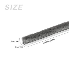 METALLIXITY Brush Seal Weather Stripping (1/4"x1/4"x49.2ft), Card Slot Door Brush Strip - for Sliding Sash Door Window Wardrobe Seal