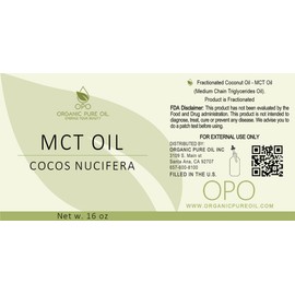 OPO MCT Oil - Pure Fractionated Coconut from Coconut Fruit Non GMO Medium Chain Triglyceride Vegan Bulk C8 & C10 Carrier Oil - 16 oz 1 Pint - Skin Hair Cuticles Facial Hair