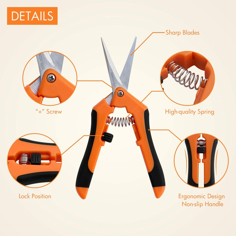 Gardzen 2-Pack 6.5'' Hand Pruner Pruning Shear, Functional Garden Scissors